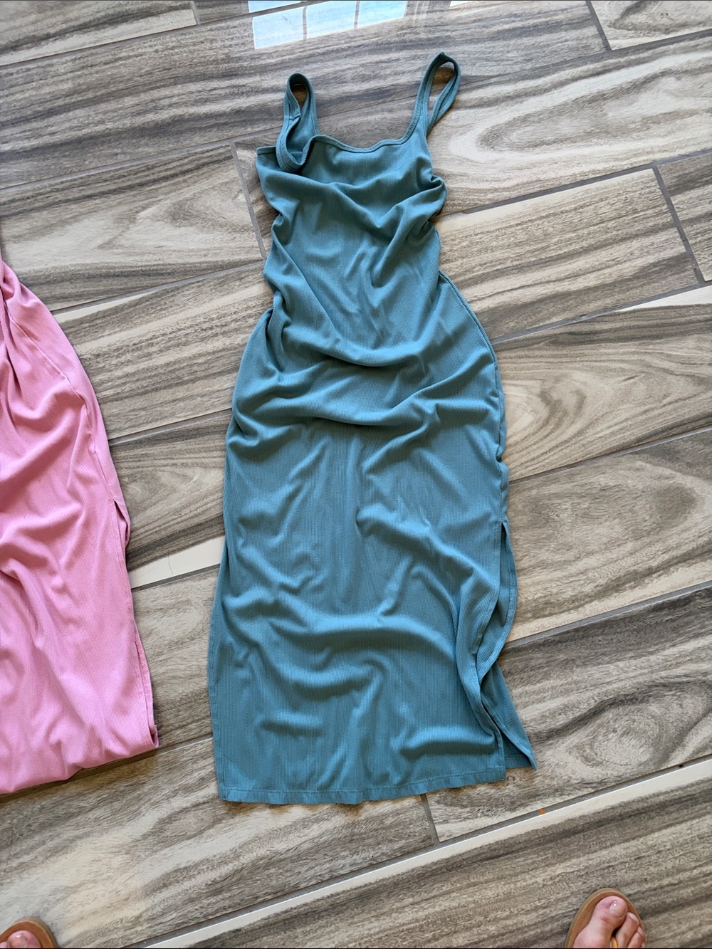 PINK Victoria's Secret Teal Blue Slip Maxi Dress
